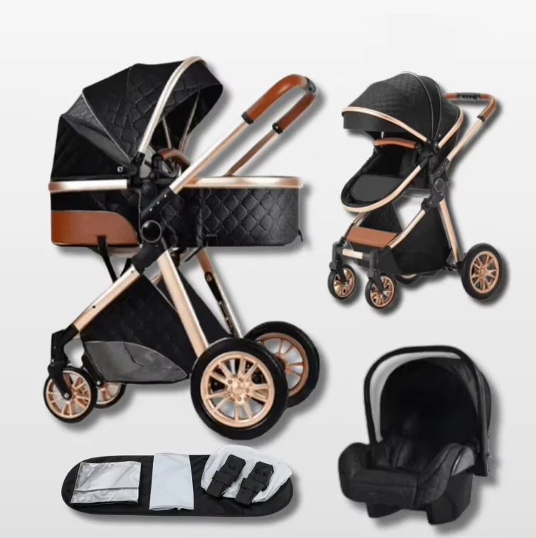 Kinderwagen 3 in 1 Luxury Baby Pram with Car Seat Travel Use Baby Stroller with Baby Safety Car Seat All Aluminum Alloy Frame