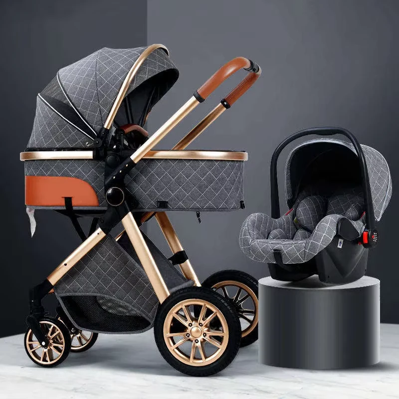 Kinderwagen Baby Car Seat and Stroller Baby Pushchair Carriage Poussette 3 En 1 Foldable Baby Stroller Pram 3 in 1 With Car Seat