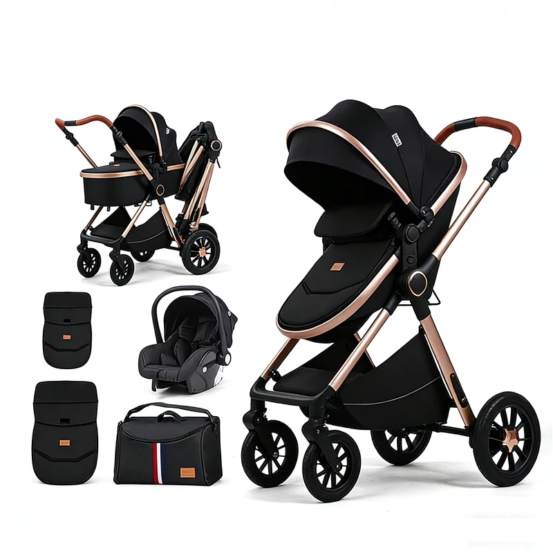 Kinderwagen Luxury Baby Stroller Pram 3 in 1 With Car Seat Poussette 3 En 1 Foldable Baby Carriage Buggy 3 in 1