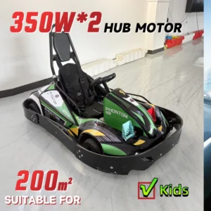 Kupao PHANTOM MINI Electric Kids Go Kart 350W*2 Hub Motor Ages 3-12 25.6V 21Ah Battery Adjustable Seats LED Lights 8/16/25KM/H