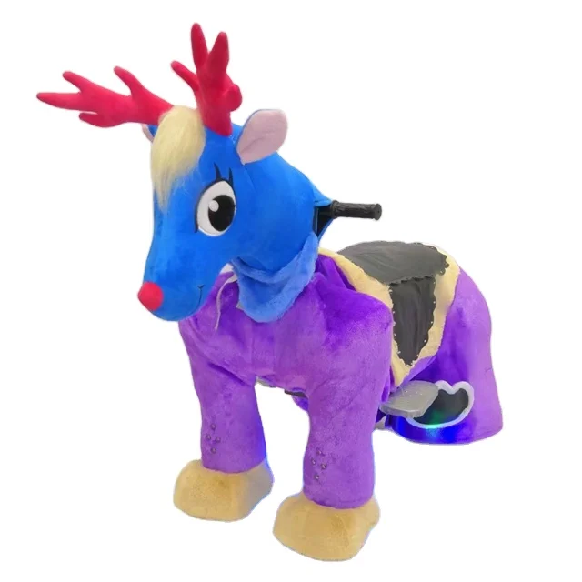 Large Plush Horse on Wheels Ride On Toy Outdoor Animated Cars Kids Adults Stuffed Animals Electrical Features Home Use