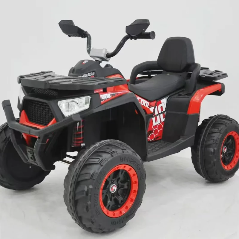 Large Rechargeable Off Road Four Wheel Electric Motorcycle for Adults Toddlers Remote Control Beach Ride On Vehicle PU for Boys