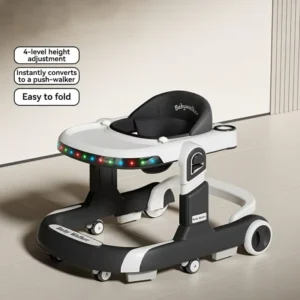 Large Wheels Baby Walker for Carpet Floor 6 Rotate Wheels Anti Bow Legs Removable Seat Baby Pusher Walker Musical Toy OEM