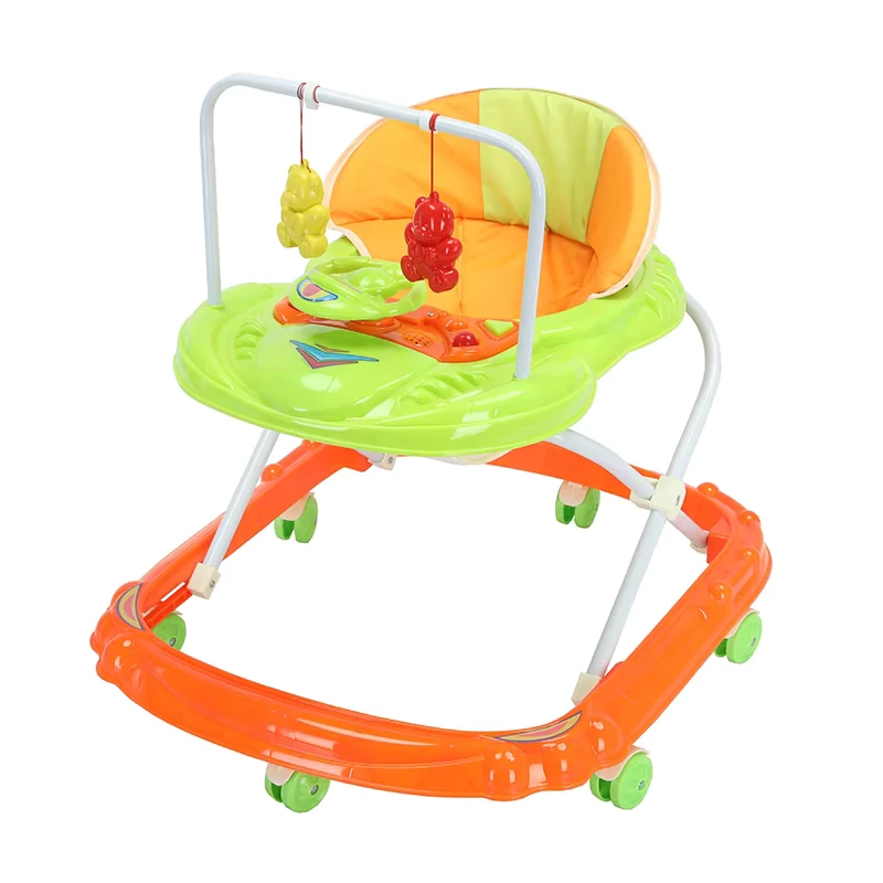 Learning Toy Walker High Backrest Music Lighting Foldable Plastic Frame 6 Wheels Removable Sunshade Babies