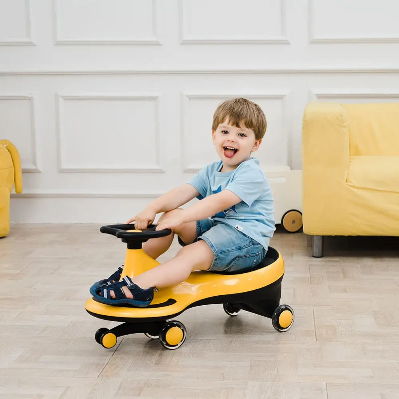 Lebei Boys Foot Kick Swing Car Plastic Ride on 360 Degree Rotation Baby Toy Twist Plasma Kids' Swing Car with Flashing Wheels
