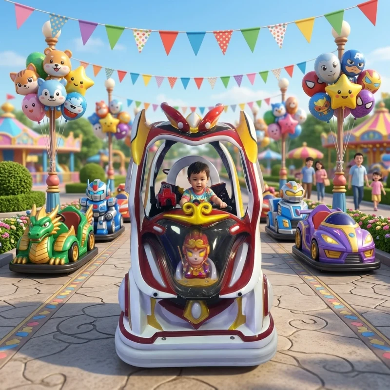 Leduole New Park Ride Bumper Car Remote Control Children Fiberglass Construction LT 2 Model 20Ah Battery 250W