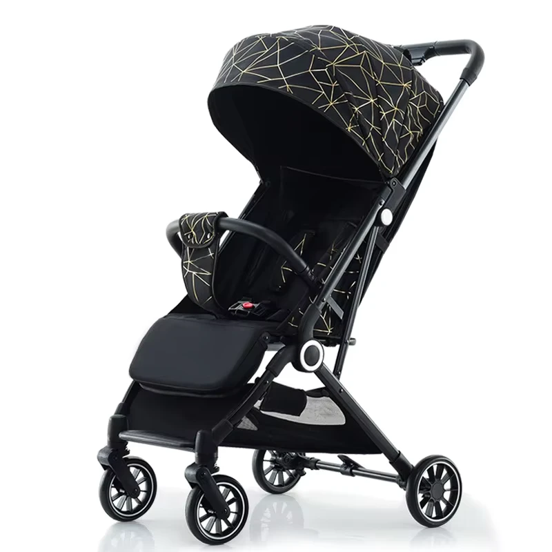 Light Weight Portable Baby Stroller With High Landscape Can Sit Lie Children's Cart EVA Wheels Five Point Safety Belt