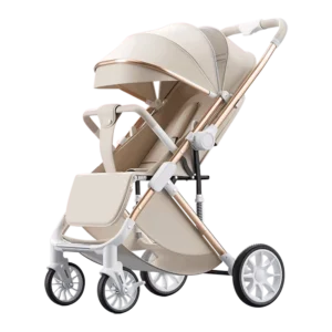 Light Weight Portable Linen Baby Stroller High Landscape Can Sit Lie Five Point Safety Belt High Carbon Steel Frame PU Wheels