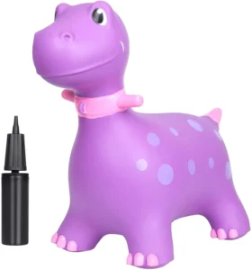 Light up Dinosaur Bouncy Horse Hopper Ride on Animal Toy with Pump Inflatable Jumping Horse for Kids