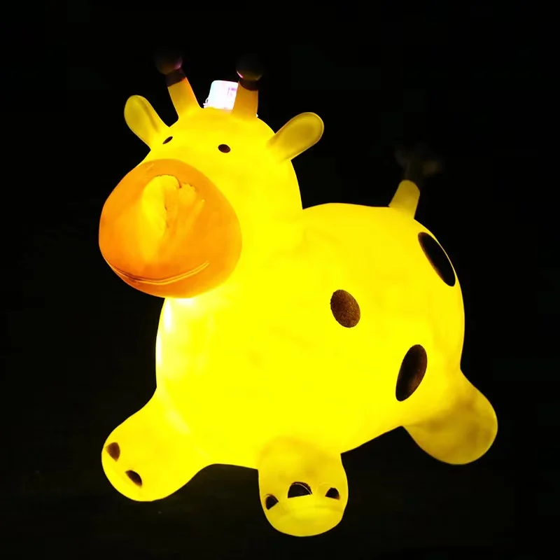 Light up Dinosaur Bouncy Horse Hopper Ride on Animal Toys with Pump Inflatable Jumping Horse for Kids