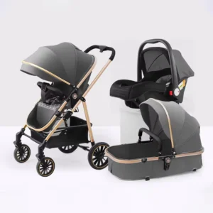 Lightweight 3 in 1 Baby Pushchair Stroller Foldable Baby Stroller Pram 3 in 1 with Carrycot and Carseat Stroller