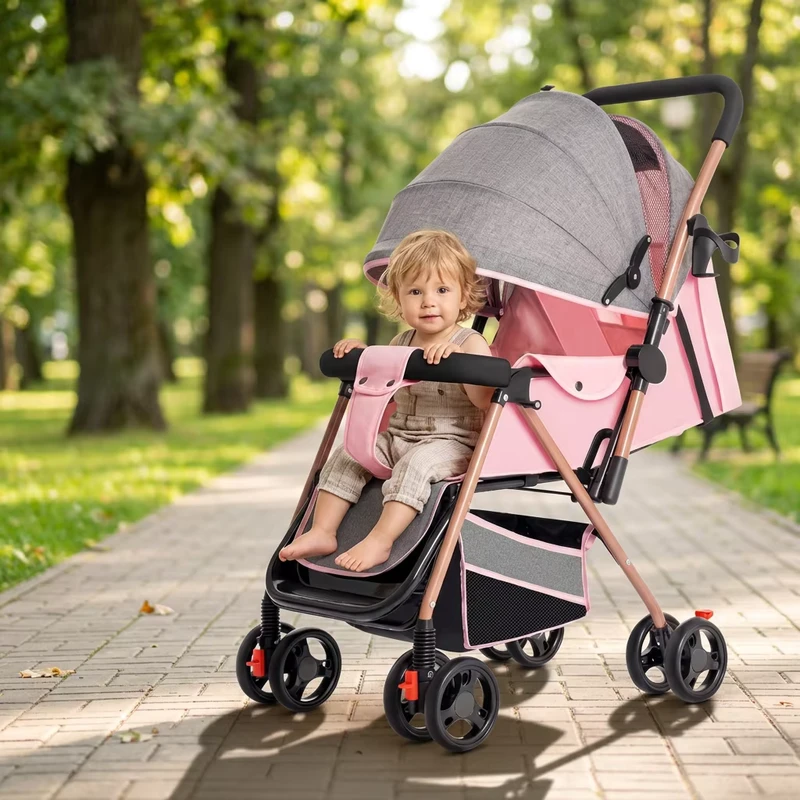 Lightweight 3 in 1 Multi Functional Infant Stroller Baby Travel Trolley Fabric Linen Material 0 3 Years