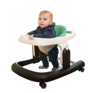 Lightweight 4 in 1 Swivel Wheels Baby Walker Microfiber Leather Frame Plastic Stand Safety Belt 8 18 Months Old Foldable