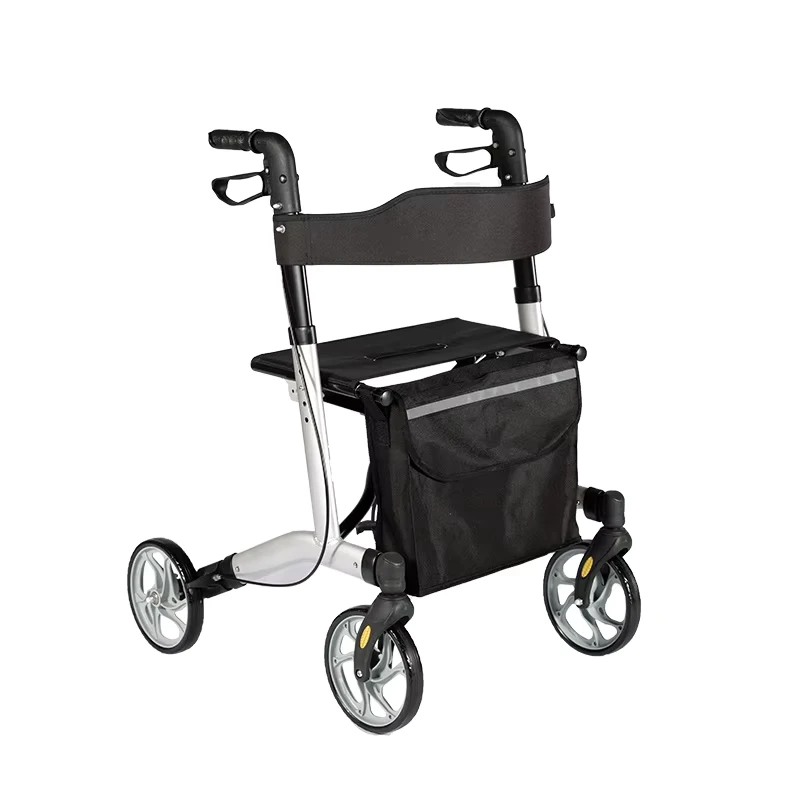 Lightweight 8 Inches 4 Wheels Rollator Disabled Walking Aid with Cane Holder TRA14