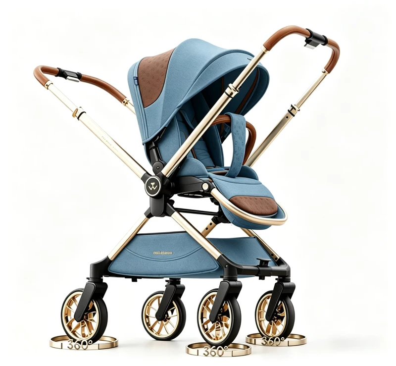 Lightweight Baby Bassinet Stroller for Newborn With 4 Universal Wheels Luxury Reversible Pram