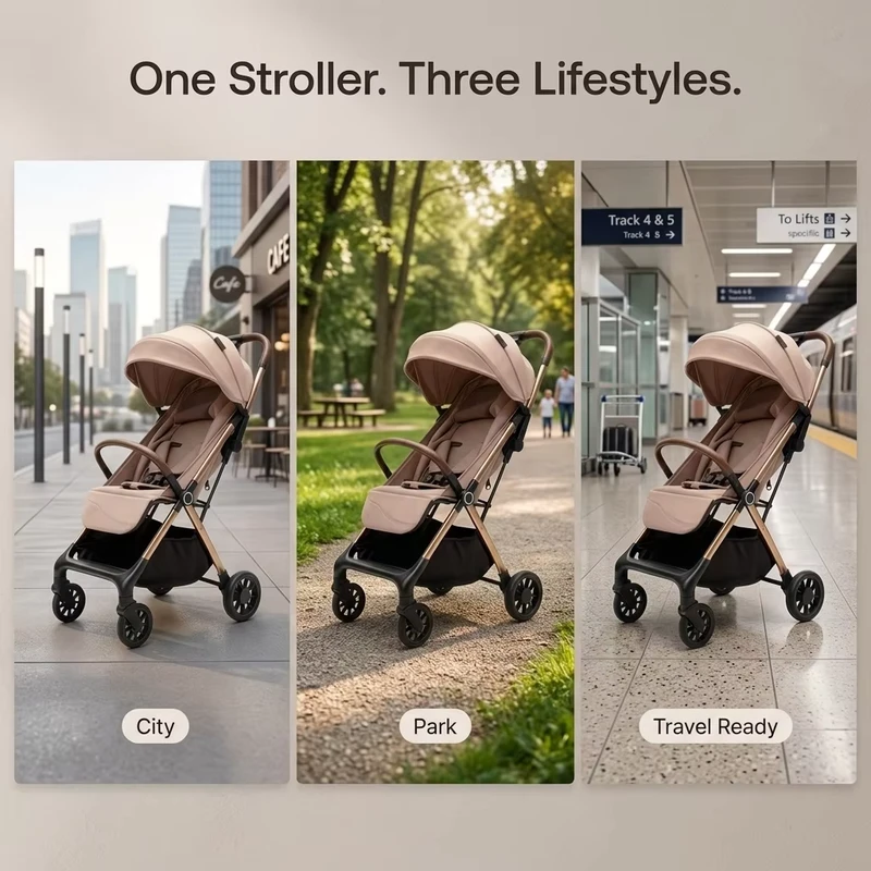Lightweight Baby Stroller Portable Foldable Pram 2 in 1 Convertible with One Hand Fold for Newborn Travel Urban Outdoor Use