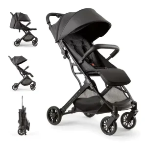 Lightweight Baby Stroller with 5 point Safety Belt One Foot Brake in Single Pull Rod Cabin Size Pram One Button Foldable Frame