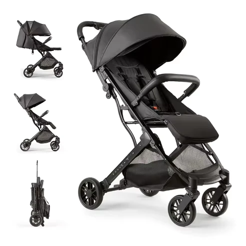 Lightweight Baby Stroller with 5 point Safety Belt One Foot Brake in Single Pull Rod Cabin Size Pram One Button Foldable Frame