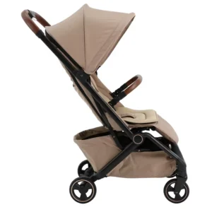 Lightweight Compact 3-Fold Baby Stroller Aluminum Alloy Frame Easy Folding Design for Airplane Travel PU Fabric