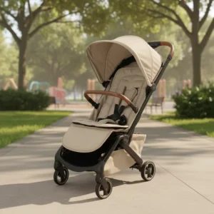 Lightweight Compact 3 Fold Fabric Baby Stroller Aluminum Alloy Frame 22kg Load Capacity Cabin Size Easy Travel