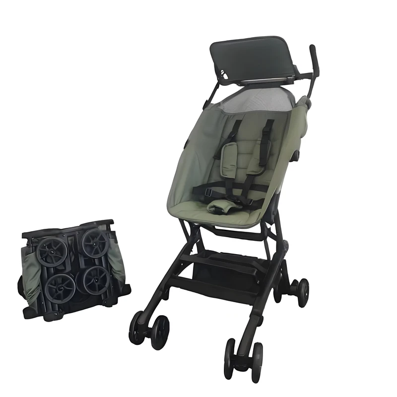 Lightweight Compact Fabric Travel Stroller for Baby Toddler One-Click Fold with Extendable Large Canopy for Kids 0 Months+