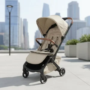 Lightweight Compact One-Hand Folding Baby Stroller with Aluminum Alloy Frame and Fabric for Airplane Travel