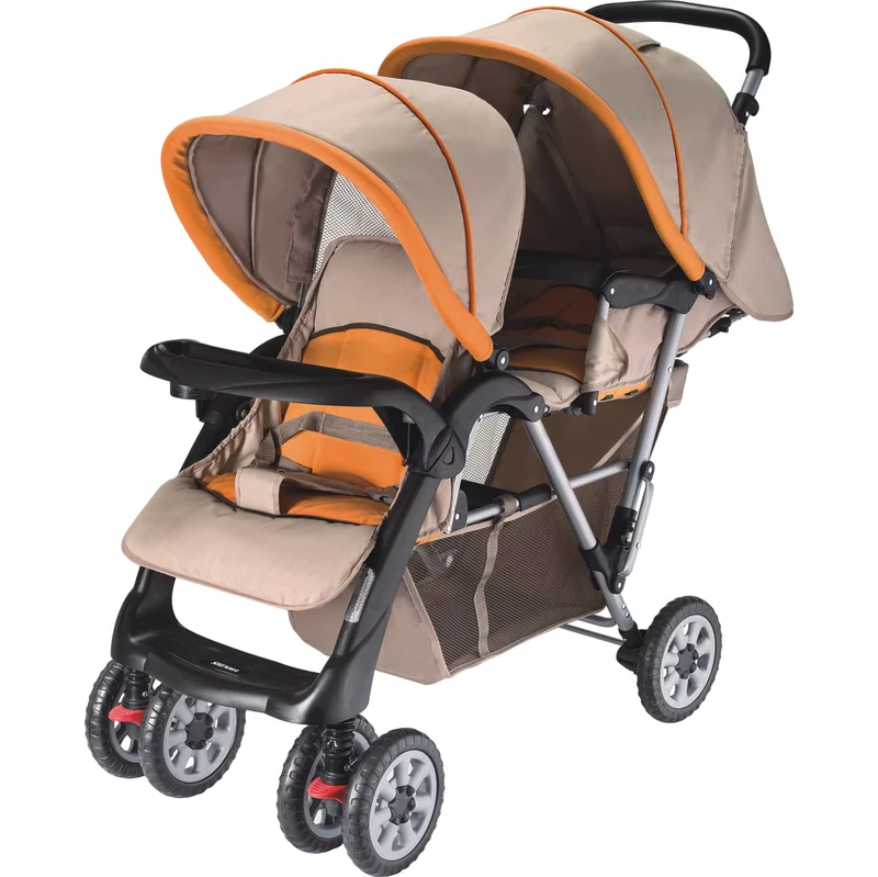 Lightweight Convertible Twin Baby Stroller Portable High Landscape Two-Seater Five-Point Safety Belt Foldable Design Stainless