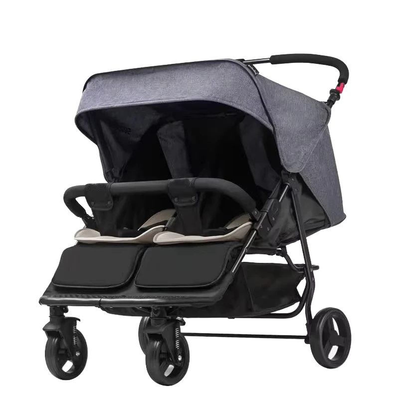 Lightweight Double Pram Baby Stroller with Safety Features Foldable Twin Baby Seat Poussette for Kids