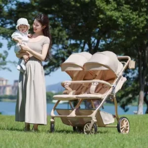 Lightweight Double Stroller With Car Seat Girl Buggy Newborn and Toddler Twin Stroller