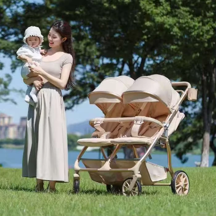 Lightweight Double Stroller With Car Seat Girl Buggy Newborn and Toddler Twin Stroller