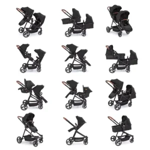 Lightweight Double Stroller for Twins and Second Child Folding Fabric Cart with Large Small Treasure Portable Linen Material