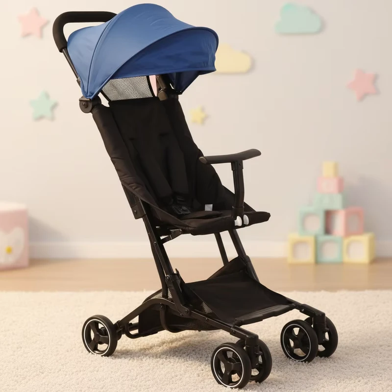 Lightweight Easy Folding Baby Stroller Aluminum Alloy Frame Five Point Safety Belt Pushchair for Newborns and Kids Book Stroller