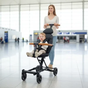 Lightweight Foldable 4 in 1 Fabric PU Metal 4 Wheel Travel System Baby Trolley Stroller Aluminum Alloy Frame 6 36 Months