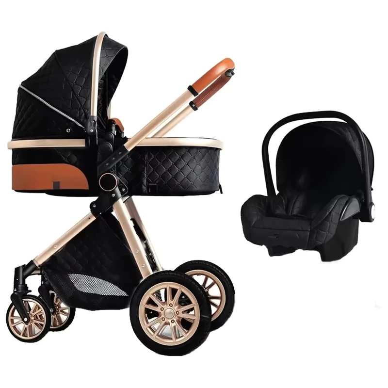 Lightweight Foldable Baby Stroller 0-3 Years Old Two-Way High Landscape Portable 3-in-1 Buggy Aluminum Alloy Oxford Fabric