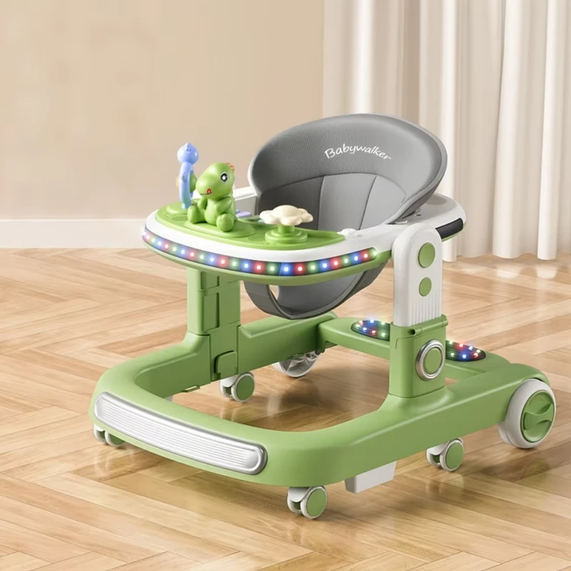 Lightweight Foldable Baby Walker with Music 6 Rotate Wheels Non Slip Pads Easy Push Walker for First Steps 3 Height Adjustable