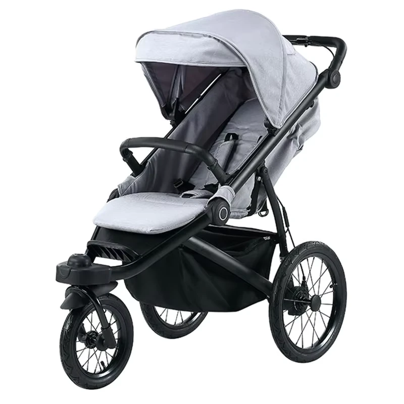 Lightweight Foldable Jogger Stroller with 3 Wheels Rain Cover for Newborns