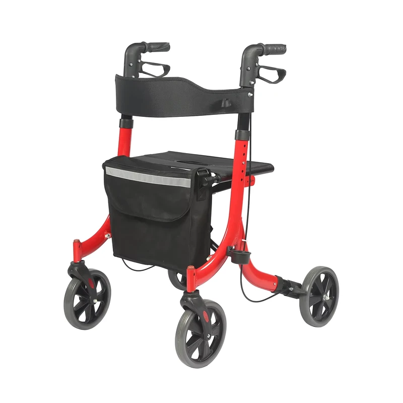 Lightweight Four Wheel Euro Style Rollator Walker With Seat And Locking Brakes TRA11