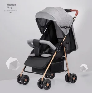 Lightweight Linen Children’s Stroller with Simple Car Design Baby Umbrella with Sitting & Lying Down Feature for Kids
