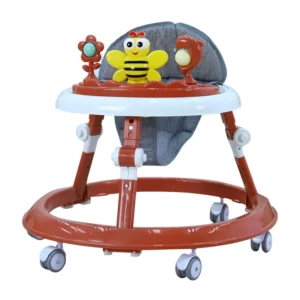 Lightweight Multifunction Music Light Baby Walker with 6 Wheel Plastic Frame Folding Seat for Ages 5 18 Months