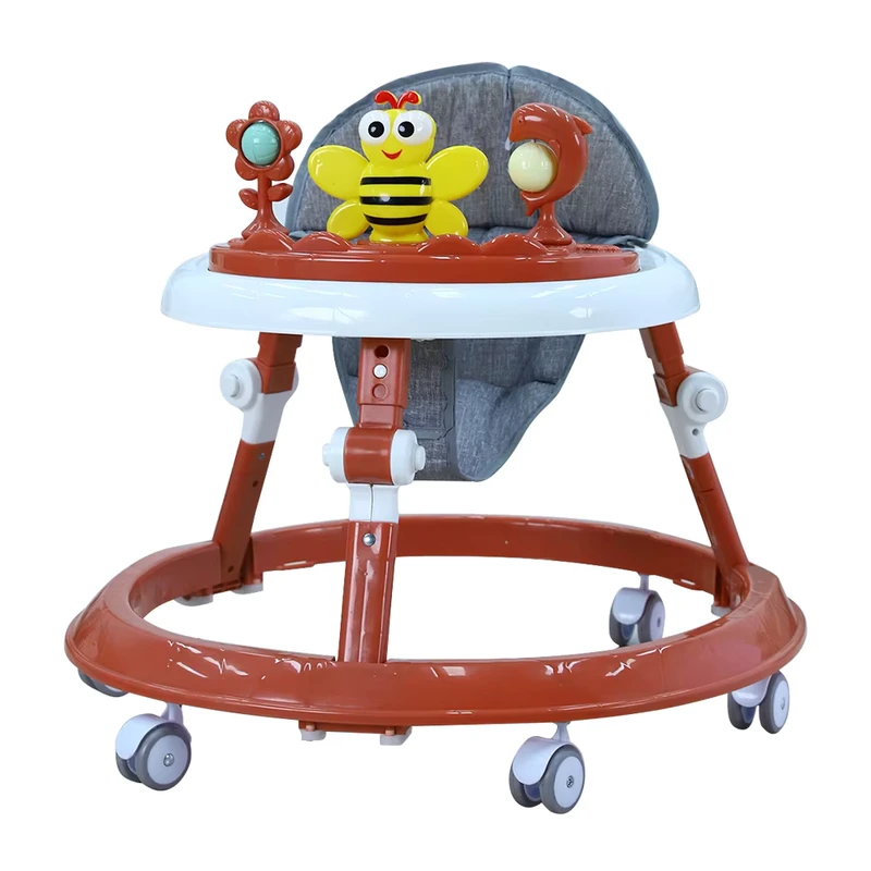 Lightweight Multifunction Music Light Baby Walker with 6 Wheel Plastic Frame Folding Seat for Ages 5 18 Months