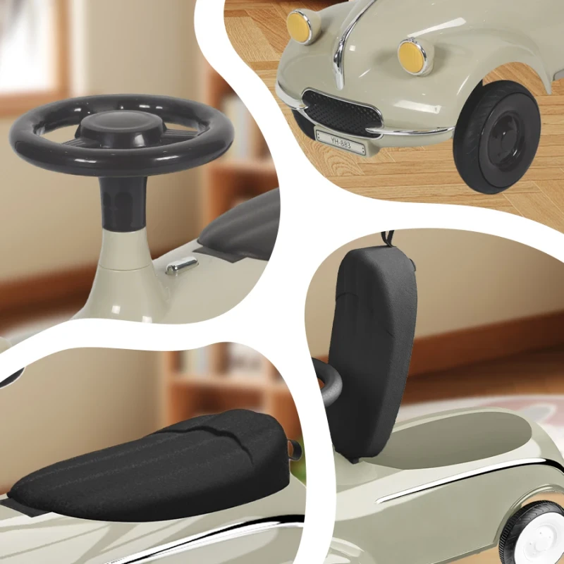 Lightweight Portable 4 Wheel Plastic Toddler Push Ride On Car for 2-4 Years Travel Friendly Baby Toy
