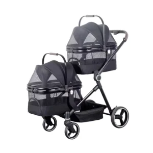 Lightweight Single and Double Integrated Pet Stroller Foldable Cat and Dog Stroller for 2 Small Medium Pets