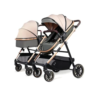 Lightweight Twin Baby Stroller High Landscape Shock Absorbing Feature Can Sit Lie Easy Folding 20KG Load Capacity for 6 Months 3
