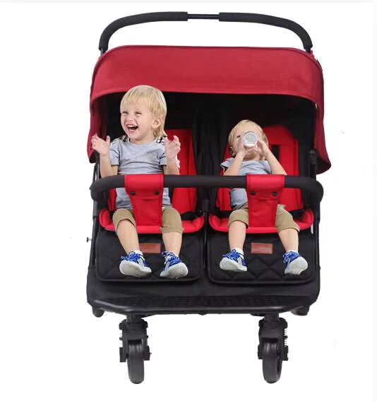 Lightweight Twin Baby Trolley Portable Foldable Double Steel Frame Five-Point Safety Belt Featuring Two Seats