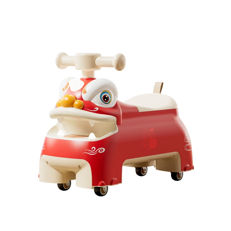 Lion Ride On Remote Control Toy Car for Toddlers 2-5 Years Durable Plastic Foot Powered Slider Comfortable Seat