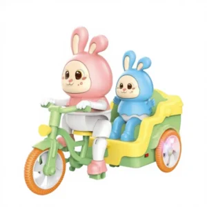 Low Price Cartoon Style Eco friendly Plastic Three Wheel Tricycle Kids Motorcycle Electric Rabbit Toy