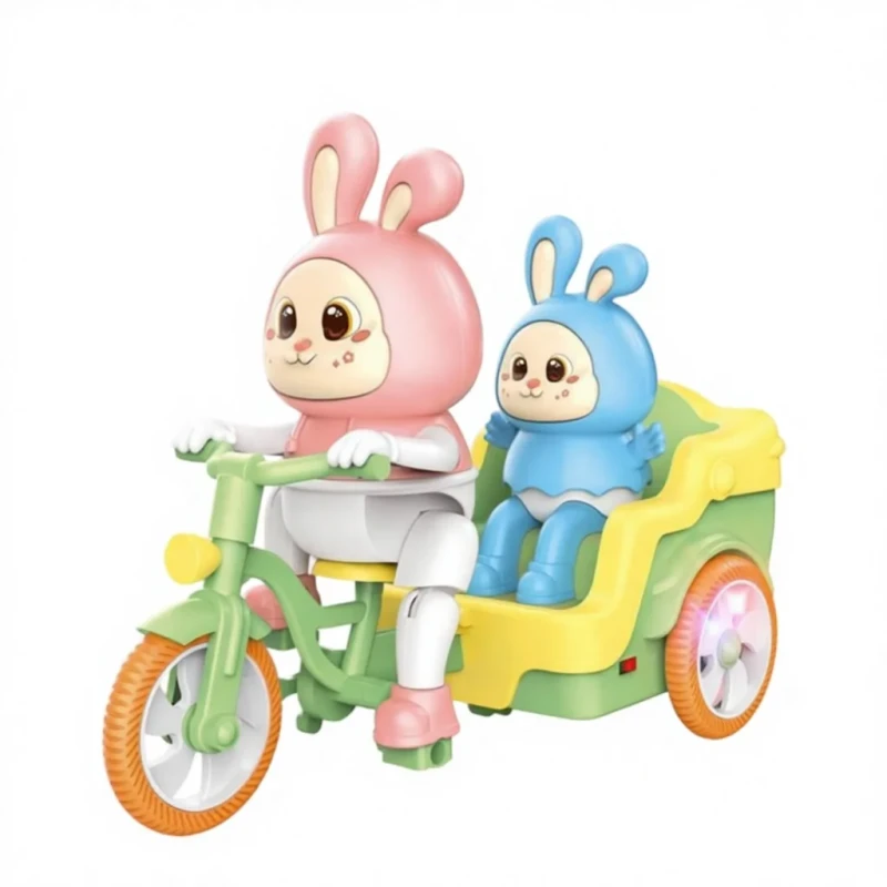 Low Price Cartoon Style Eco friendly Plastic Three Wheel Tricycle Kids Motorcycle Electric Rabbit Toy