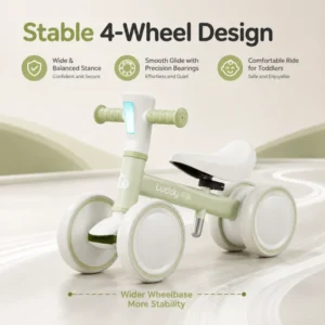 Luddy 2302 Multi-Function Baby Tricycle No Pedal Balance Bike with Push Bar & Stowable Pedals Outdoor Cycle Toy