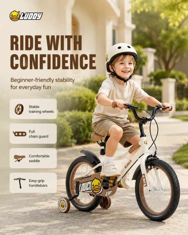Luddy Kids Bicycle 12 14 16 Inch Toddler Pedal Bike Children Training Bicycle Cycle Toy for Boys Girls Safe Riding Two Wheeler