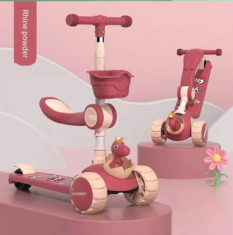 Luggage Kids Scooter PU LED Wheel Kick Toy Scooter Baby Adjustable Children Foot Scooter for 2-8 Year Kids
